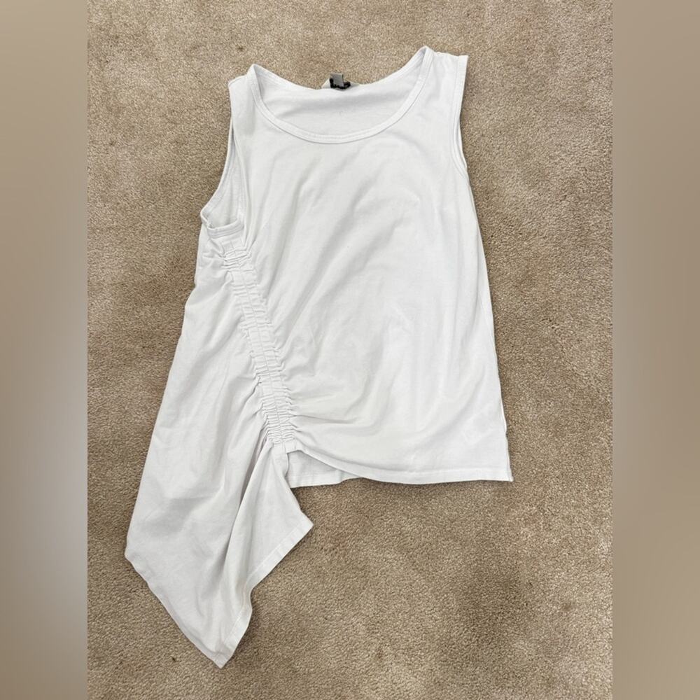 Habitual girls White Asymmetrical Ruched Tank Top, size 14